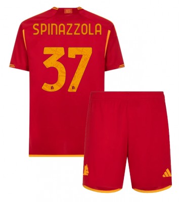 AS Roma Leonardo Spinazzola #37 Replika Babytøj Hjemmebanesæt Børn 2023-24 Kortærmet (+ Korte bukser)